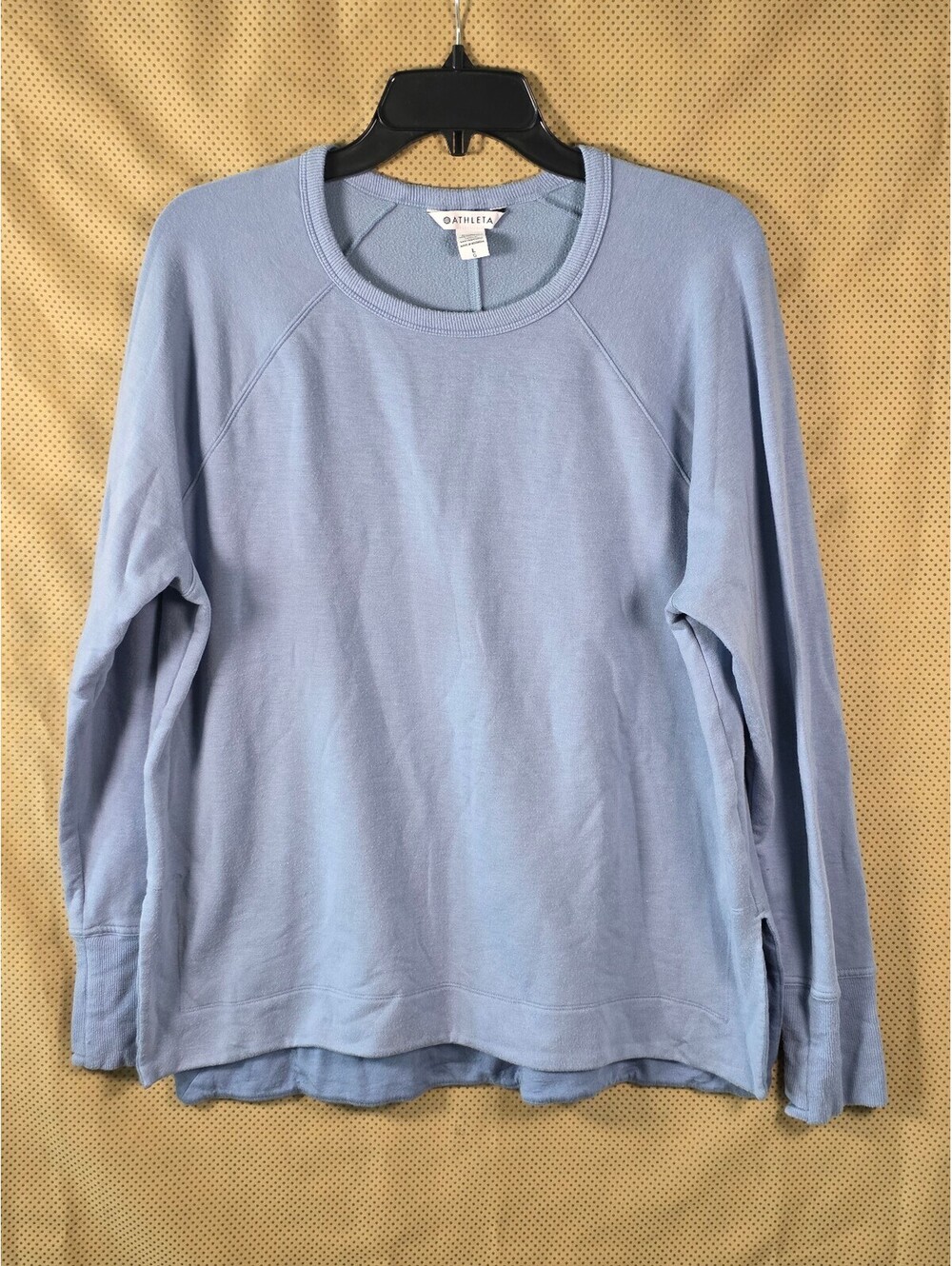 Athleta Women's L Blue Crewneck Sweatshirt Raglan Sleeve Cozy Pullover Tunic